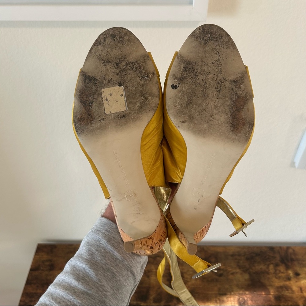 Stella McCartney Elegant Yellow Satin Strap Women's Heels EU 40 - Picture 5 of 5